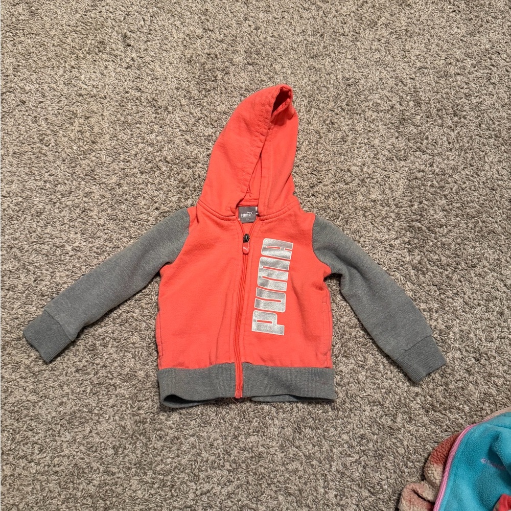 Puma Kids Coral and Charcoal Hoodie